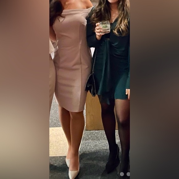 Rinascimento Off-Shoulder Dress in Blush Wedding Guest or Elegant Event Dress - Picture 4 of 11